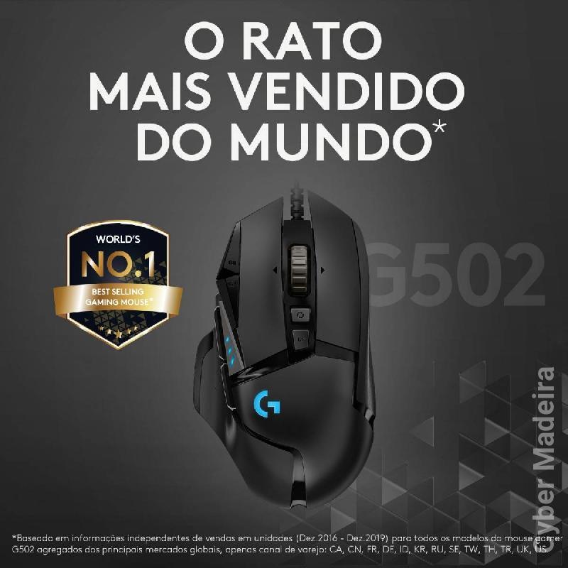 Rato Óptico Logitech G502 HERO 25600DPI Gaming Preto