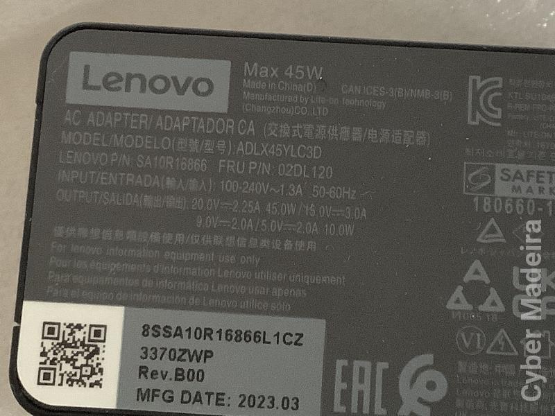 Carregador Lenovo. ADLX45YLC3D