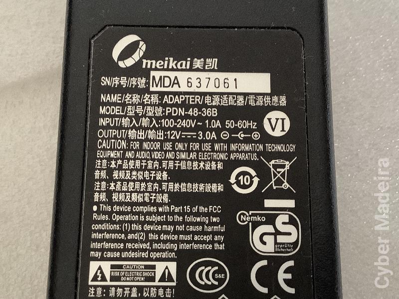 Carregador Meikai PDN-48-36B   12V , 3A