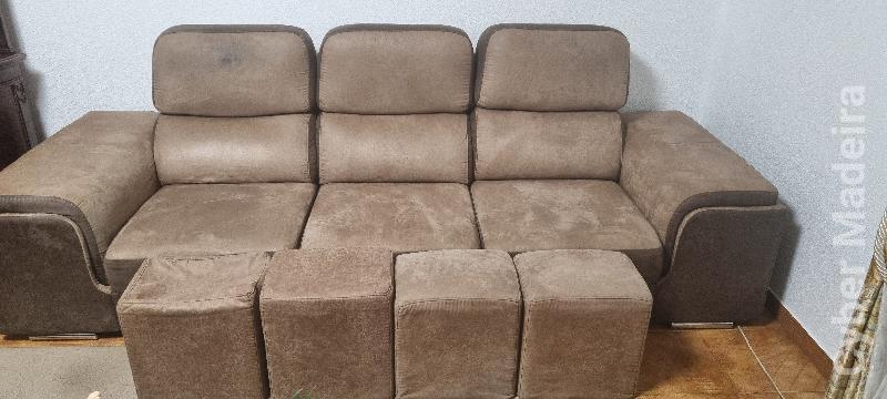 Sofá/SofáCama de 3 Lugares XXL c/ 4 Pufes integrados