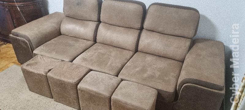 Sofá/SofáCama de 3 Lugares XXL c/ 4 Pufes integrados