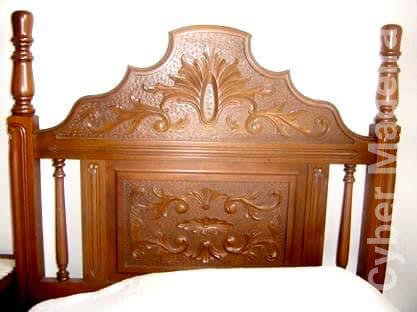 Cama de solteiros e mesinha de cabeçeira mogno Luis XV