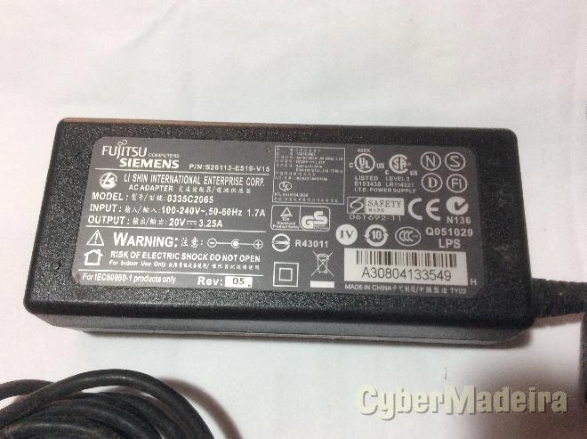 Carregador original computador portatil fujitsu siemens 0335C2065 Fujitsu