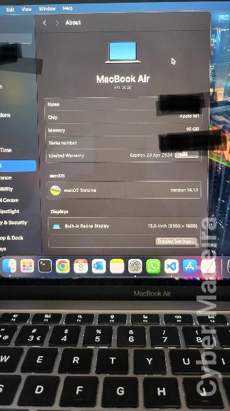Macbook Air Cinza 13'', 16GB RAM, 256 GB SSD, processador M1 (8-CPU 7-GPU) - Bateria 100% Apple