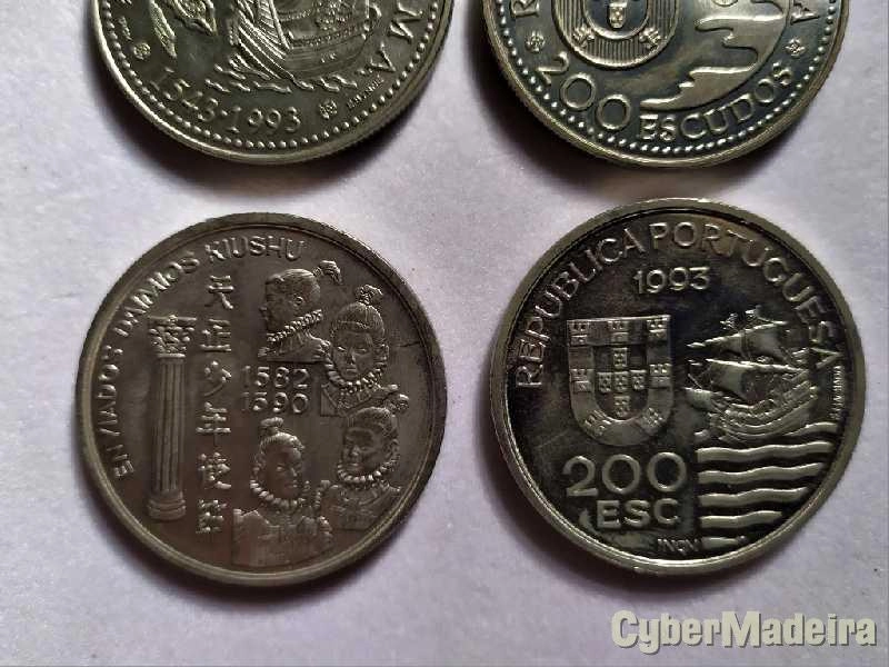 3 Moedas comemorativas 200 escudos- Arte Namban, Tanegashima, Daimios Kiushu