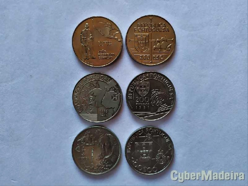 3 Moedas comemorativas de 200$00- João Rodrigues Cabrilho, Colombo e Portugal e Novo Mundo