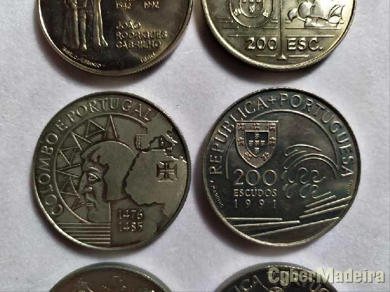 3 Moedas comemorativas de 200$00- João Rodrigues Cabrilho, Colombo e Portugal e Novo Mundo