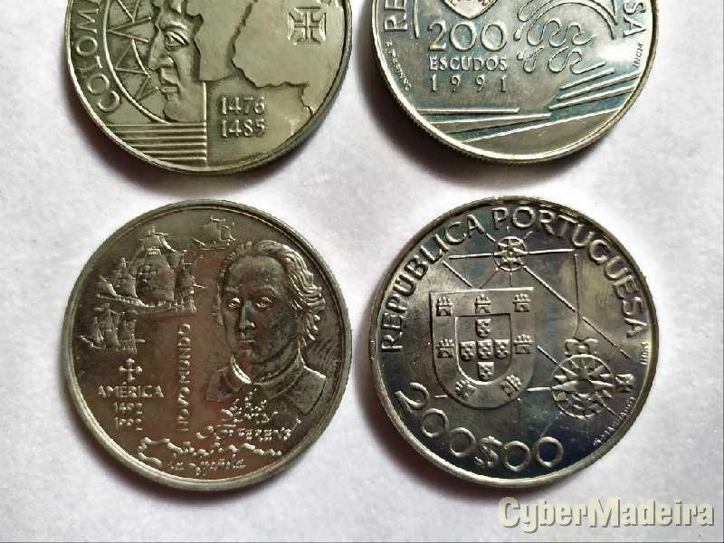 3 Moedas comemorativas de 200$00- João Rodrigues Cabrilho, Colombo e Portugal e Novo Mundo