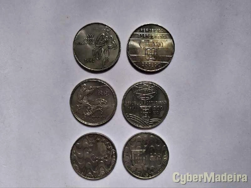 3 Moedas comemorativas de 200$00- XXV Jogos Olimpicos, Espingarda, Presidencia CEE
