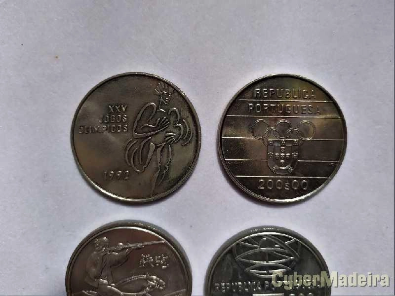 3 Moedas comemorativas de 200$00- XXV Jogos Olimpicos, Espingarda, Presidencia CEE