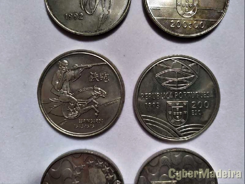 3 Moedas comemorativas de 200$00- XXV Jogos Olimpicos, Espingarda, Presidencia CEE