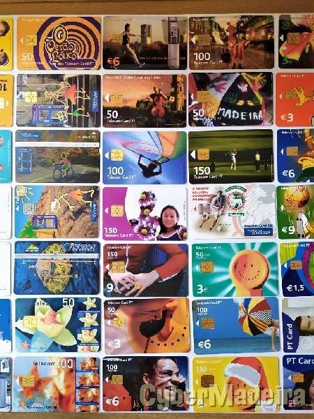 49 Cartões telefónicos usados + 6 cartões virgens