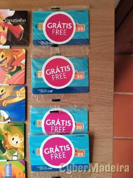 49 Cartões telefónicos usados + 6 cartões virgens