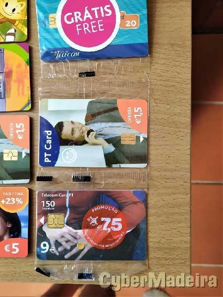 49 Cartões telefónicos usados + 6 cartões virgens