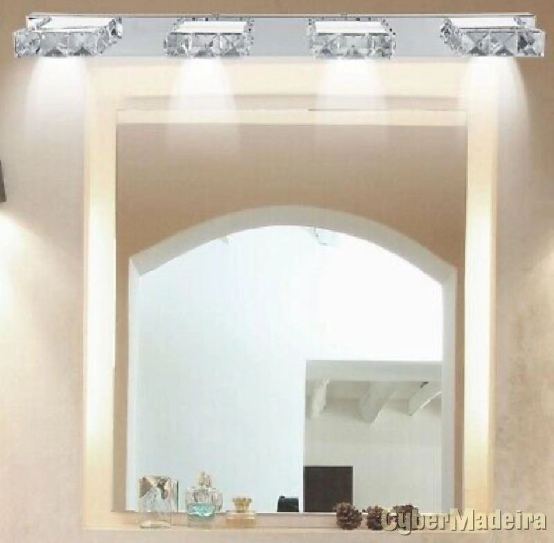 Aplique parede luz led dourada revestido cristal