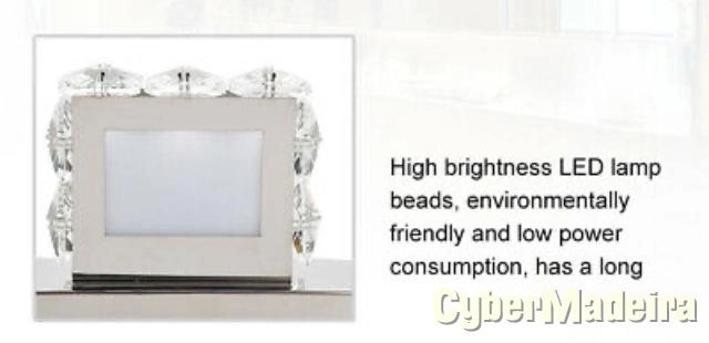 Aplique parede luz led dourada revestido cristal