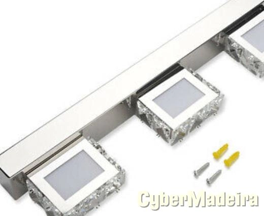 Aplique parede luz led dourada revestido cristal