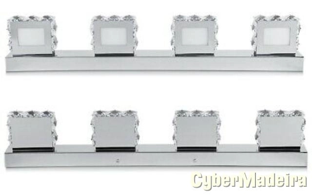 Aplique parede luz led dourada revestido cristal