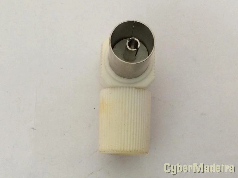 Ficha coaxial TV ângulo 90 femea