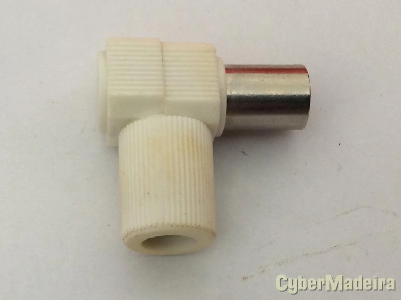 Ficha coaxial TV ângulo 90 femea