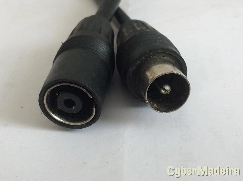 Cabo antena TV ficha macho femea 1M preto