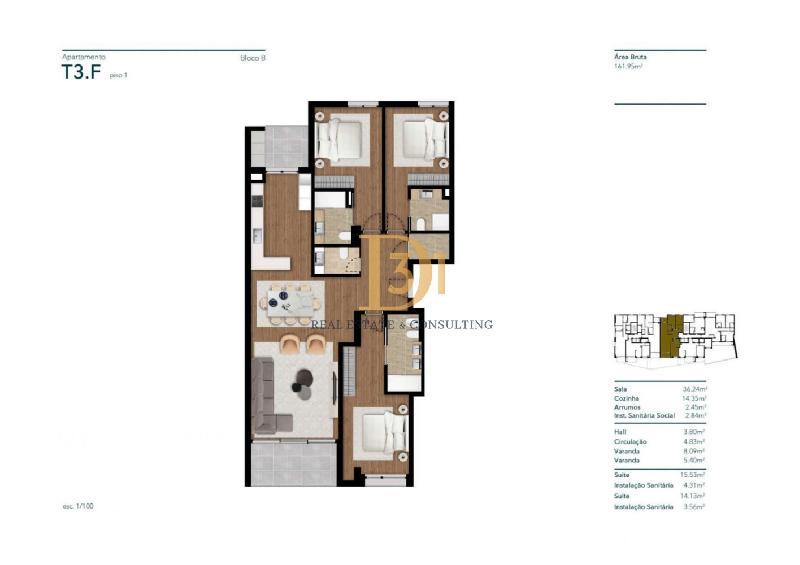 Apartamento T3 para Venda Santa Luzia, Centro
