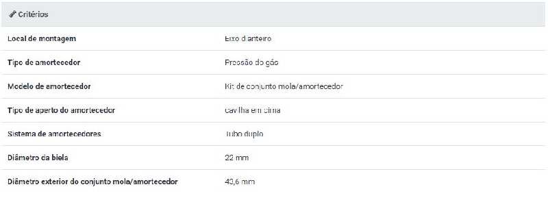 Amortecedor pressão gás p/eixo dianteiro aplicção/TOYOTA