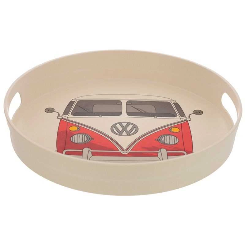 BANDEJA REDONDA DE BAMBU VOLKSWAGEN CAMPERVAN VERMELHO