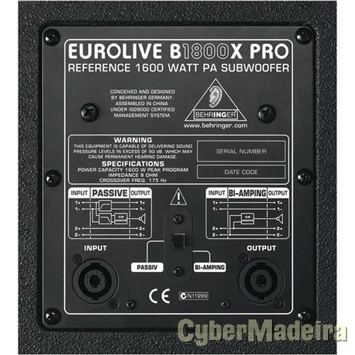 Behringer B1800X . 2 Graves / Subwoofer 1800w Max.