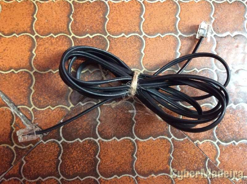 Cabo telefónico preto 1,80M  com fichas RJ11 macho
