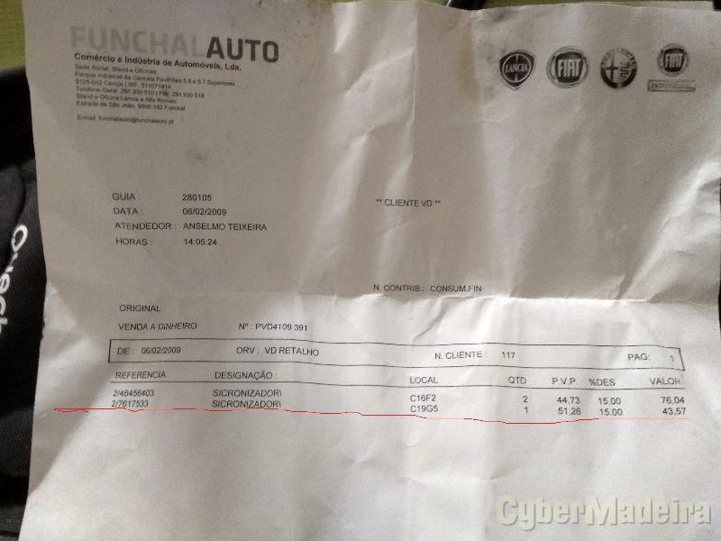 Fiat Sincronizador Fiat 1ª e 2ª Velocidade 7617533Automática