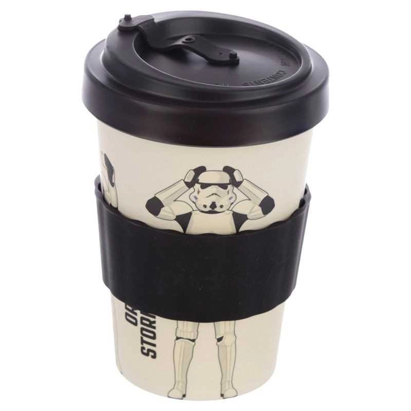 CANECA DE VIAGEM COM TAMPA EM BAMBU REUTILIZÁVEL - O STORMTROOPER ORIGINAL - BRANCO