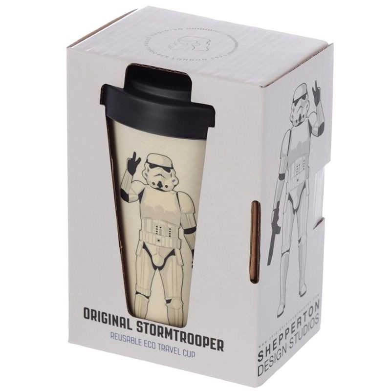 CANECA DE VIAGEM COM TAMPA EM BAMBU REUTILIZÁVEL - O STORMTROOPER ORIGINAL - BRANCO