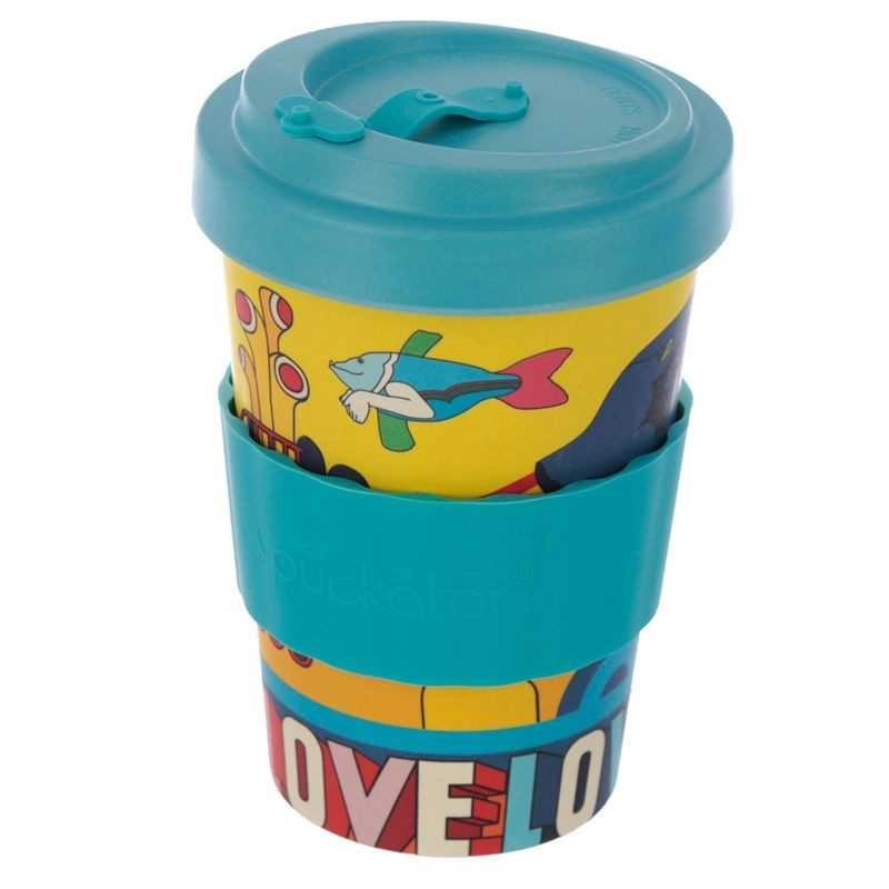 CANECA PARA VIAGEM EM BAMBU COM TAMPA - SUBMARINO AMARELO