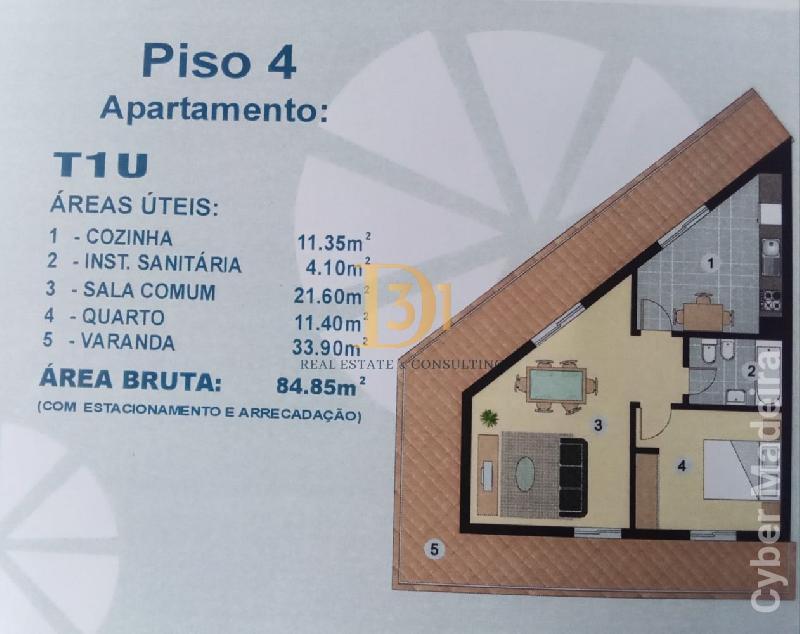 Apartamento T1 para Venda Caniço, Santa Cruz