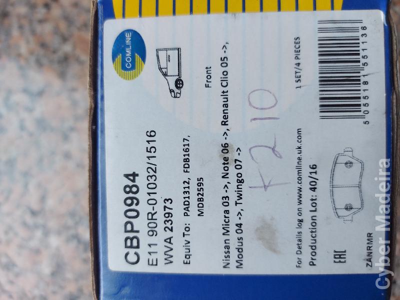 Travões para Nissan Micra3 Note06 Renault clio 05 Modus04 Twingo07