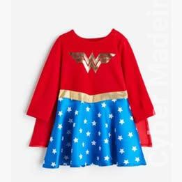 vestido crianca mulher maravilha 9m/12m XS