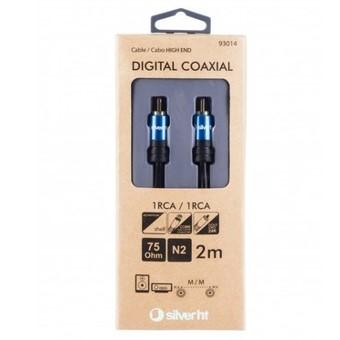 Cabo digital coaxial prata ht high end 2 1rca - macho - macho - 2m - preto