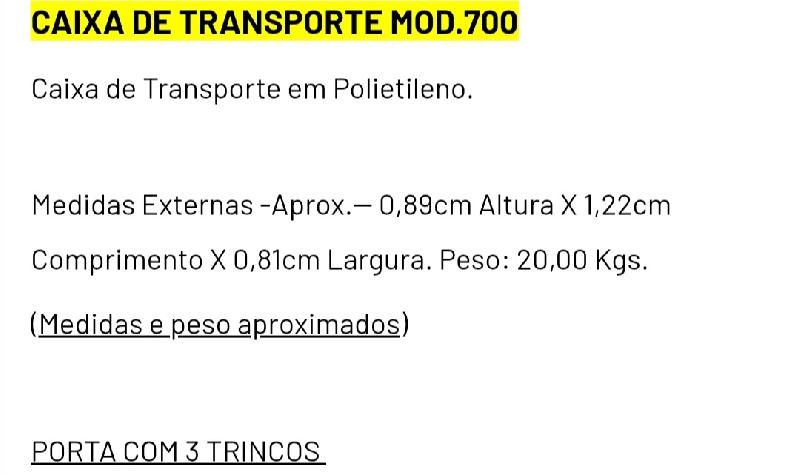 Caixa transportadora para cão grande Mod.700 
