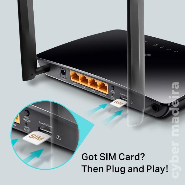 TP LINK MR200 LTE 4G Router ARCHER sem fios Wireless