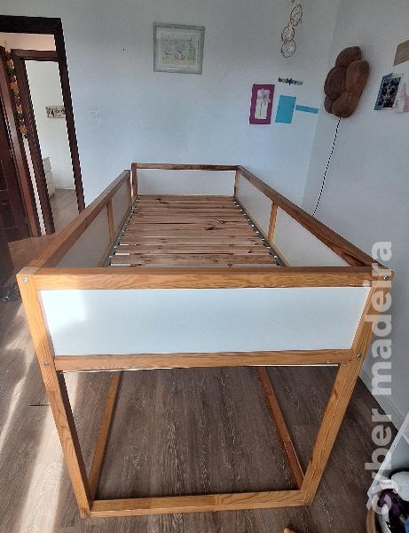 Cama reversivel KURA (IKEA) branco/pinho 90x200 cm