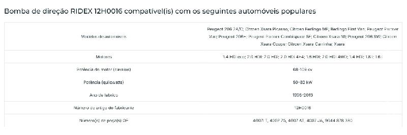 Bomba de direção nova