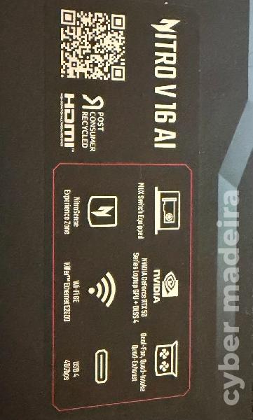 Acer Nitro V16 Ryzen 7 RTX 4060 16GB 1TB SSD - Novo Acer