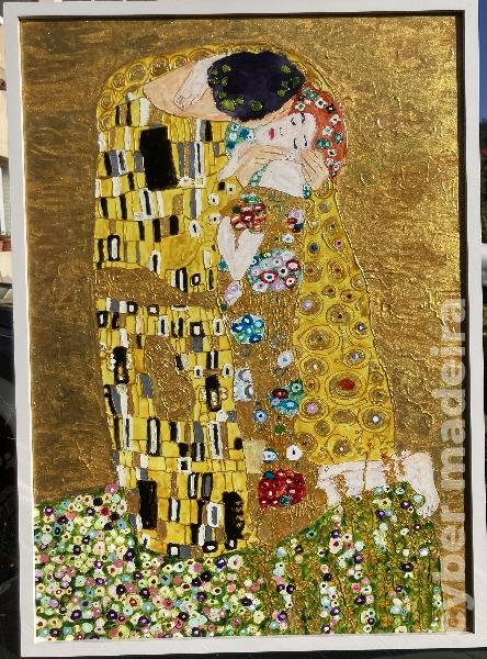 O BEIJO - pintura à mão inspirada em Gustav Klimt