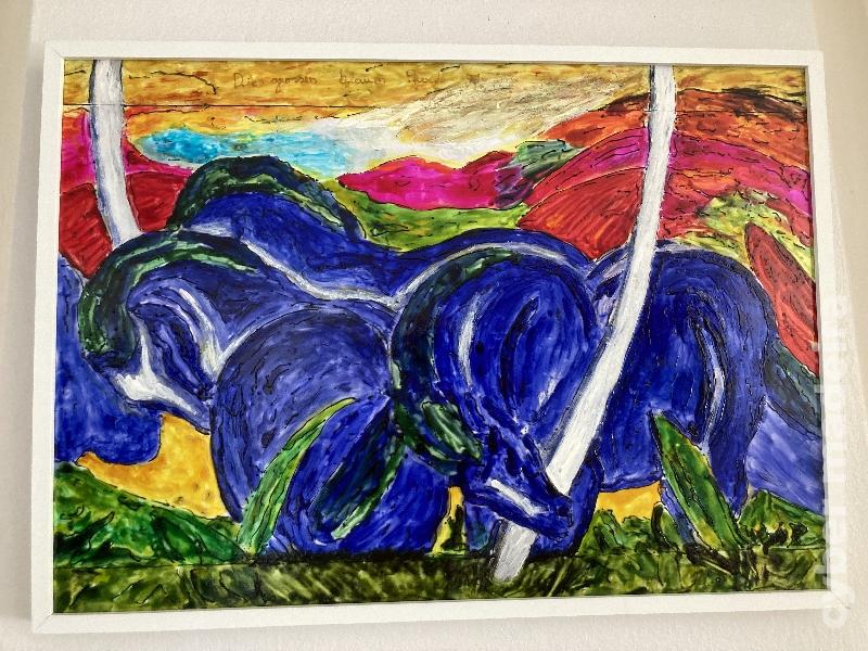 Cavalos Azuis. 50 cm x 70 cm