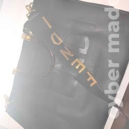 mala/carteira/bolsa preta e dourada grande