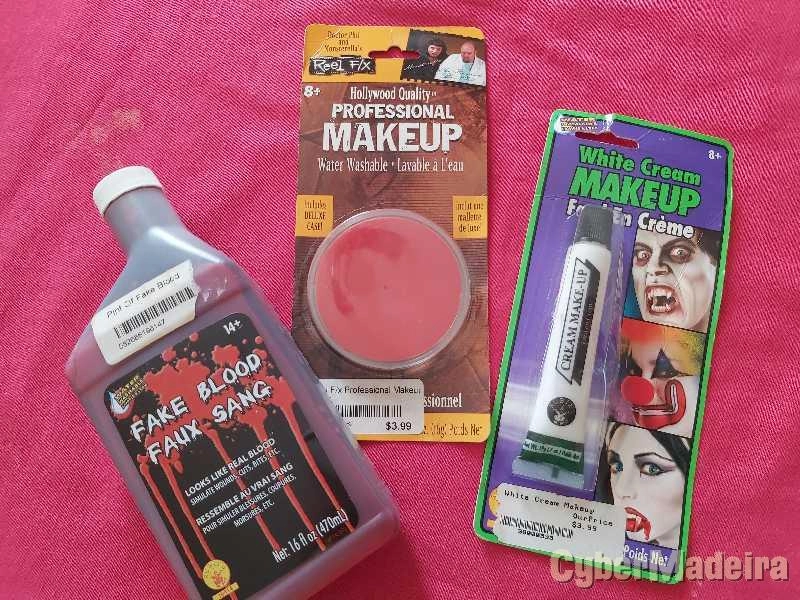 KIt Sangue artificial com tintas de maquiagem Halloween ou Carnaval