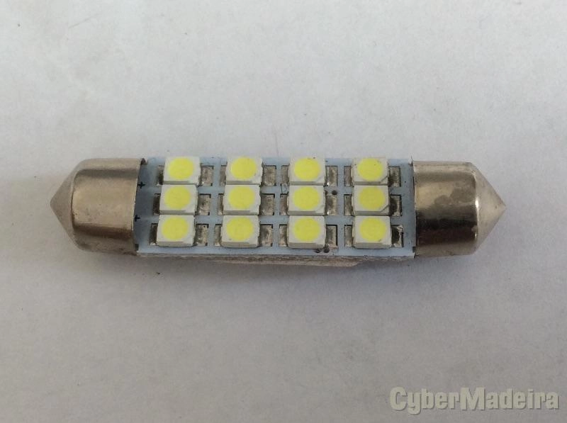 Lampa 12 LED 41mm luz branca para interior de Automovel.