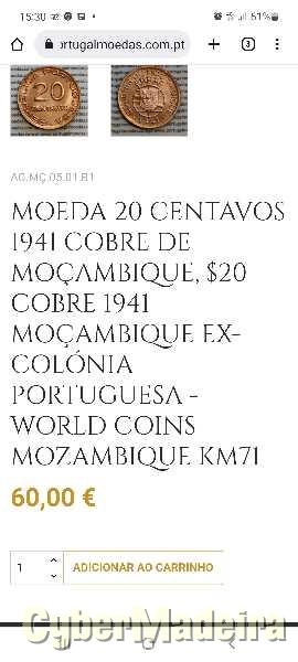 Moeda da colonia de Moçambique 1941