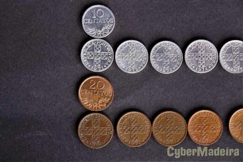 Moedas de $10 centavos e de $20 centavos dos anos 1969 a 1978